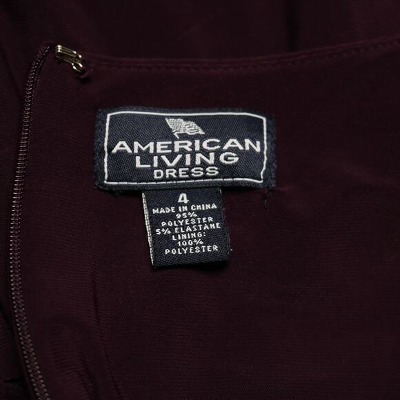 American Living Eggplant Tiered Ruffle V-Neck Sheath Cocktail Dress Size 4 - Picture 8 of 10